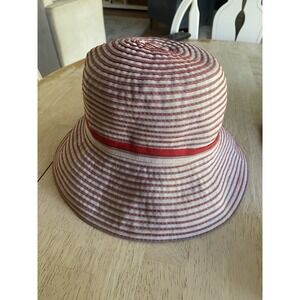 San Diego Hat Co. Women's Sun Hat Red Ivory 100% Grosgrain One Size Preppy